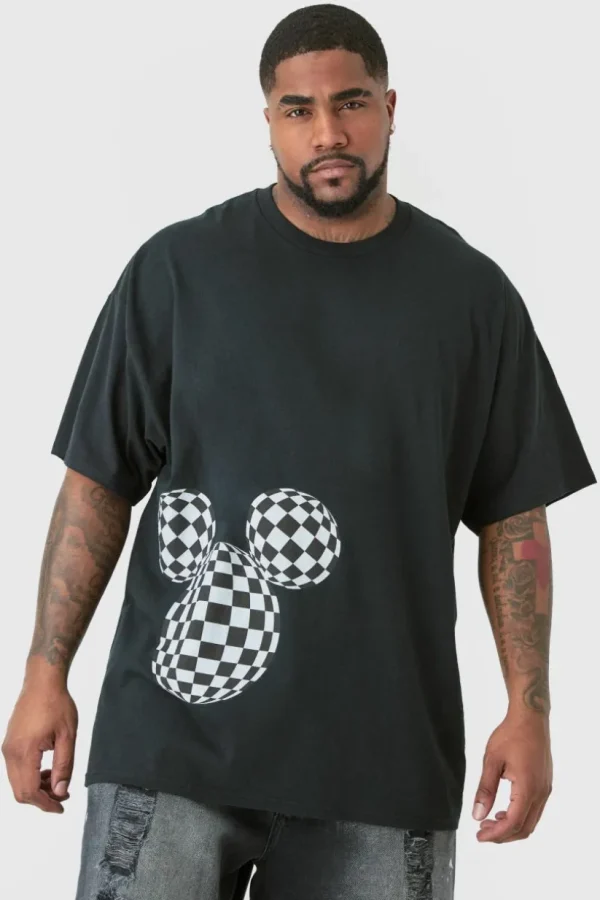 boohooMAN Plus Oversized Mickey Mouse License T-shirt in | T-Shirts