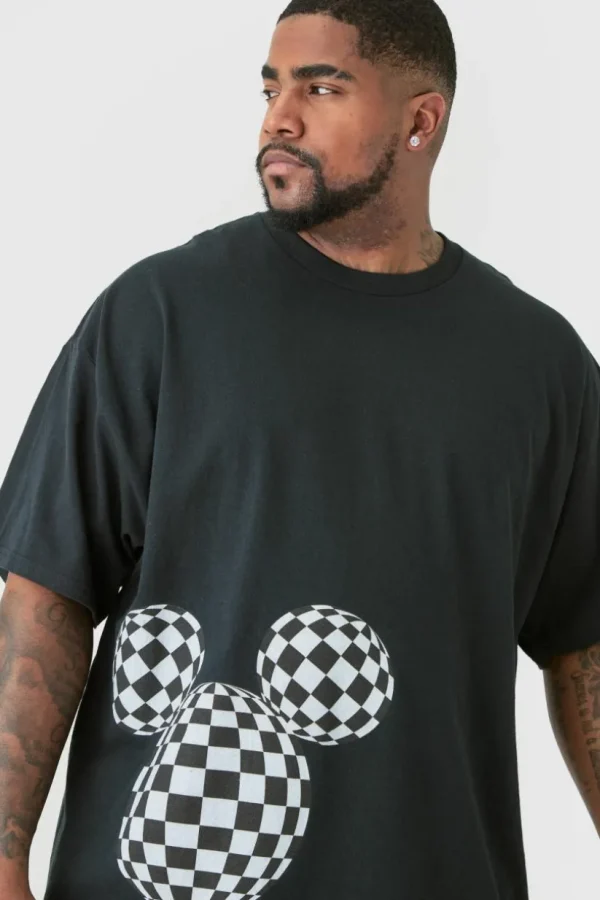 boohooMAN Plus Oversized Mickey Mouse License T-shirt in | T-Shirts