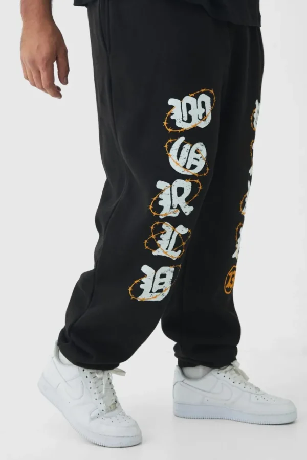 boohooMAN Plus Oversized Puff Print Jogger | Joggers