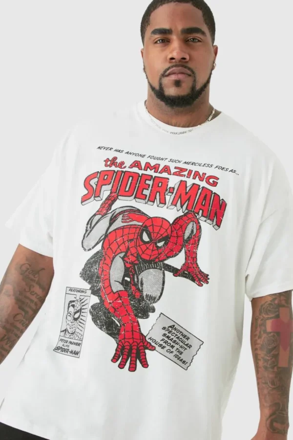 boohooMAN Plus Oversized Spiderman License T-shirt | T-Shirts