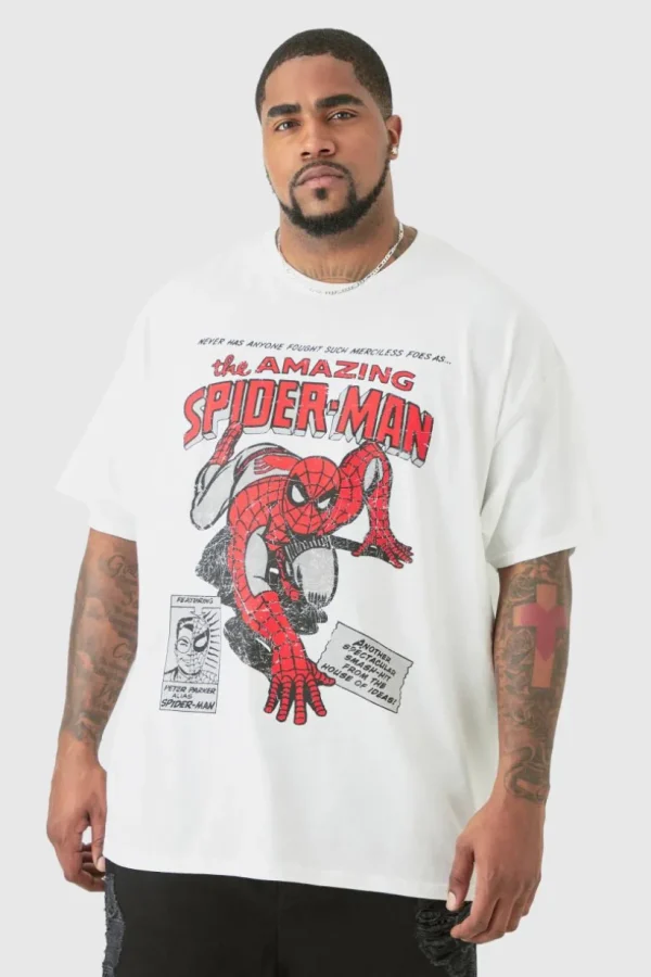 boohooMAN Plus Oversized Spiderman License T-shirt | T-Shirts