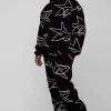 boohooMAN Plus Oversized Star All Over Printed Gusset Flare Hooded Tracksuit | Tracksuits