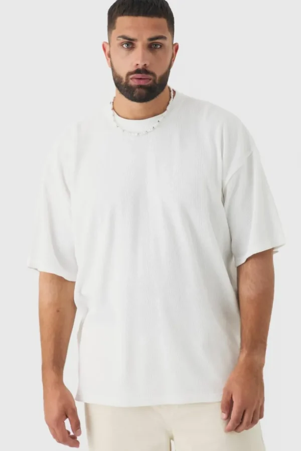 boohooMAN Plus Oversized Waffle T-shirt | T-Shirts