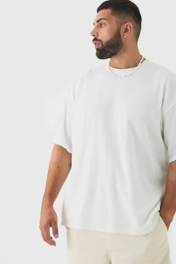 boohooMAN Plus Oversized Waffle T-shirt | T-Shirts