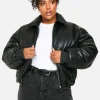 boohoo Plus Padded Faux Leather Bomber Jacket | Women Shirts | Foundation