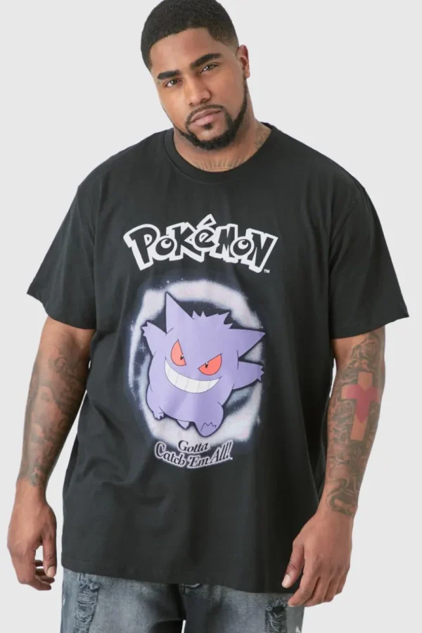 boohooMAN Plus Pokemon Gengar Printed Licensed T-shirt In | T-Shirts
