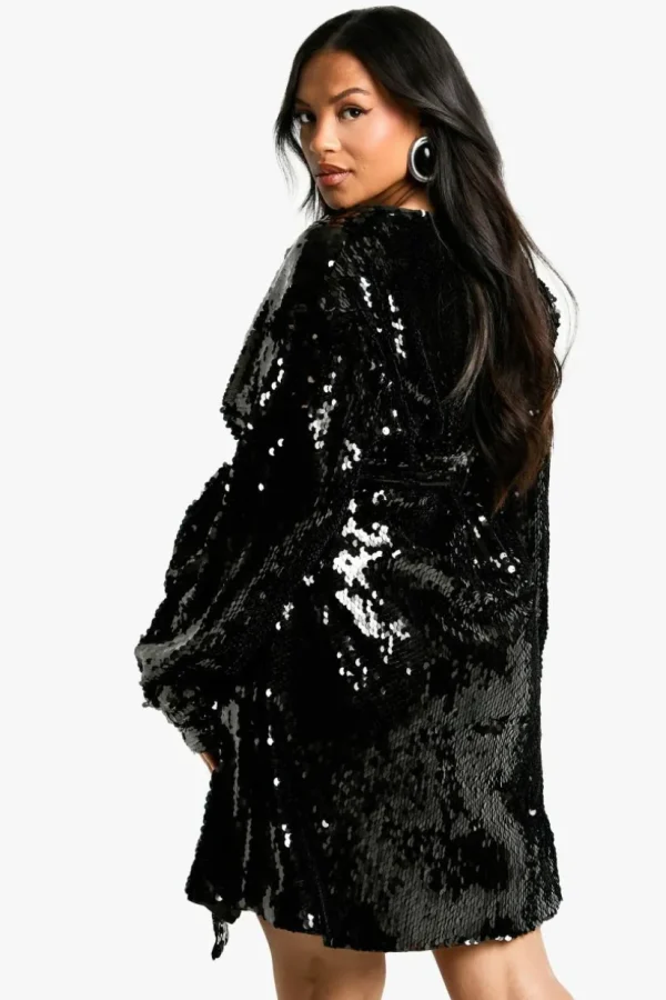 boohoo Plus Premium Sequin Wrap Dress | Women Shirts | Foundation