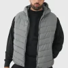 boohooMAN Plus Quilted Zip Through Hooded Gilet In | Man | Coats & Jackets