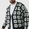 boohooMAN Plus Relaxed Fit Drop Shoulder Crochet Cardigan | Knitwear | Going Out Knitwear