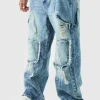 boohooMAN Plus Relaxed Rigid Ripped Carpenter Cargo Jeans | Denim | Going Out Denim