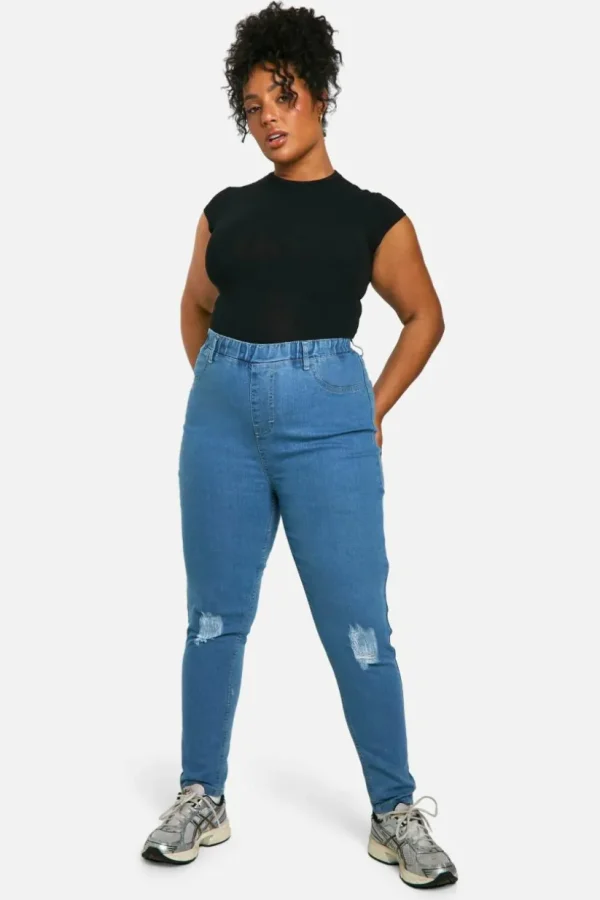 boohoo Plus Rip Knee Skinny Jegging | Women Shirts | Foundation