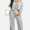 boohoo Plus Seam Detail Crop Top 3 Piece Hooded Tracksuit | Women Shirts | Foundation