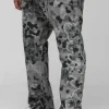 boohooMAN Plus Self Applique Gusset Detail Camo Slim Fit Flared Trousers | Trousers