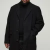 boohooMAN Plus Single Breasted Wool Look Overcoat in | Going Out Jackets | Going Out