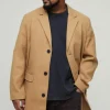 boohooMAN Plus Single Breasted Wool Look Overcoat in | Going Out Jackets | Going Out