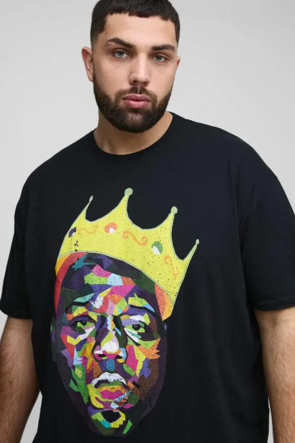 boohooMAN Plus Size Biggie Crown License T-shirt | T-Shirts