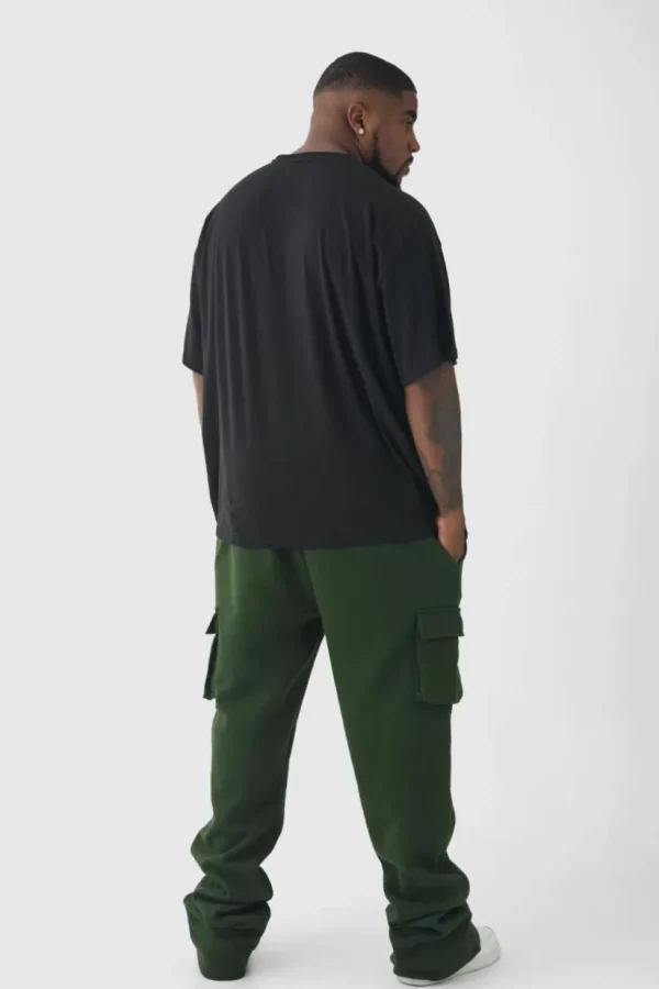 boohooMAN Plus Skinny Fit Extreme Stacked Woven Tab Cargo Jogger | Trousers | Joggers