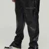 boohooMAN Plus Skinny Fit Zip Detail PU Trousers | Trousers