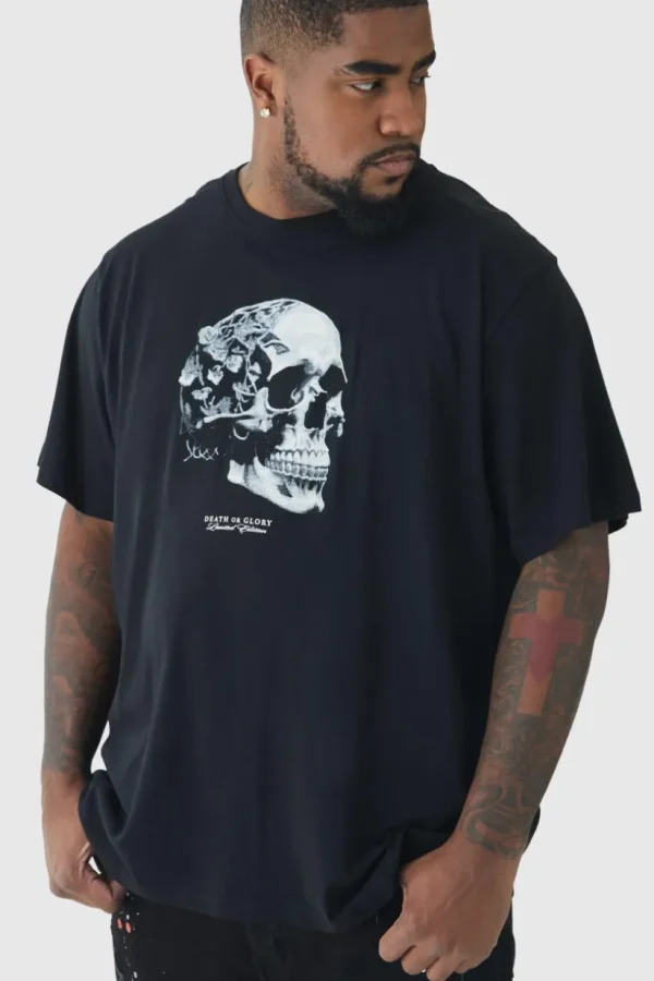 boohooMAN Plus Skull Print T-shirt In | T-Shirts