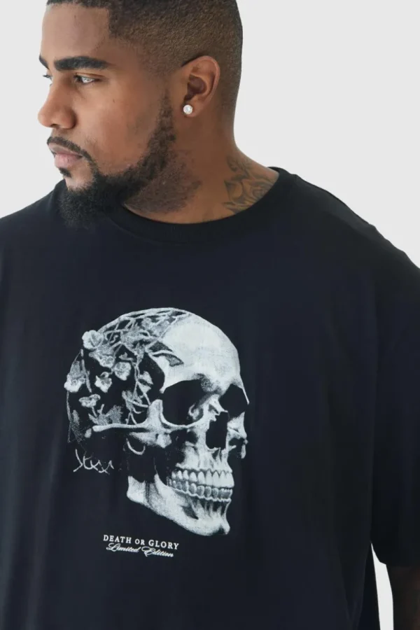 boohooMAN Plus Skull Print T-shirt In | T-Shirts