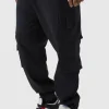 boohooMAN Plus Slim Fit Cuffed Multi Cargo Pocket Trousers | Trousers