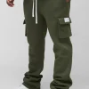 boohooMAN Plus Slim Fit Super Stacked Woven Tab Cargo Jogger | Joggers