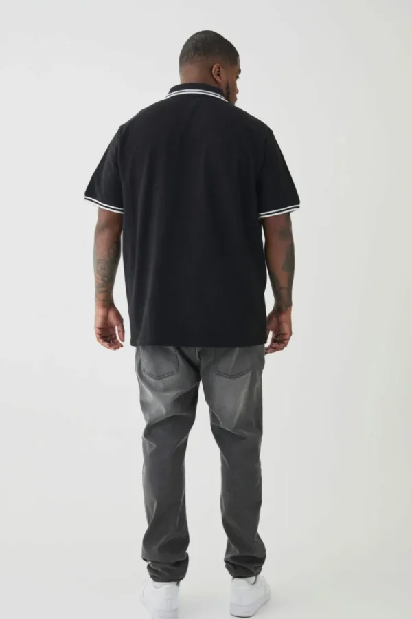 boohooMAN Plus Slim Tipped Pique Polo In | T-Shirts