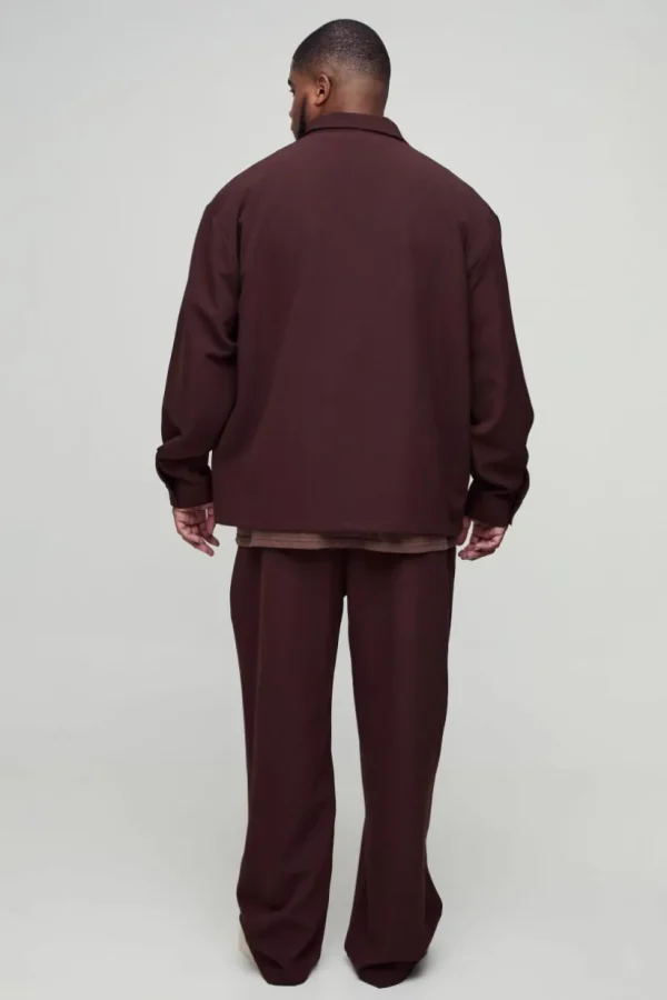 boohooMAN Plus Stretch Woven Pocket Detail Oversized Shirt | Going Out | Shirts