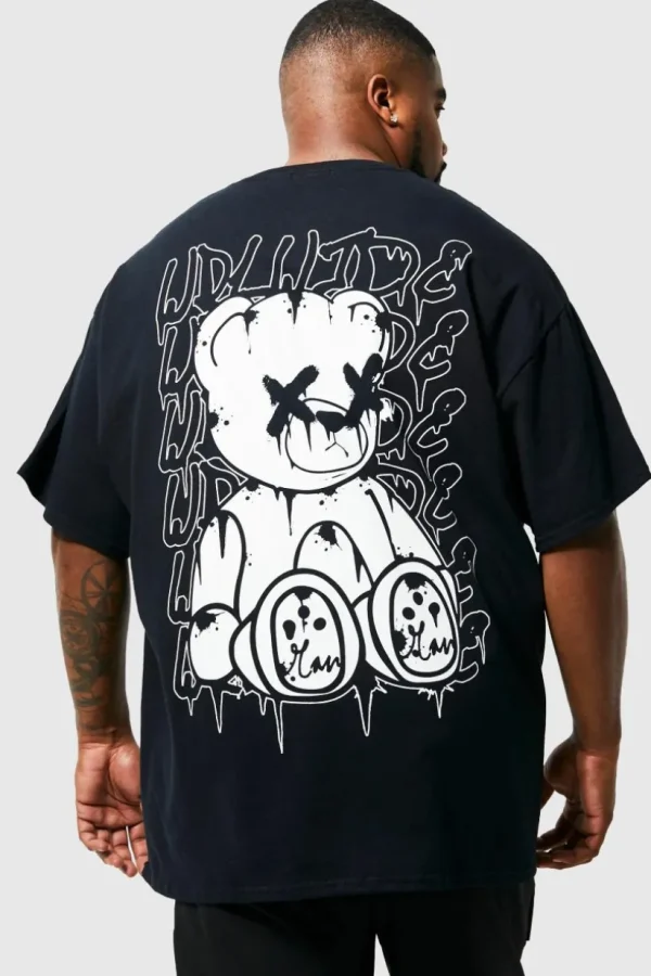 boohooMAN Plus Teddy Back Print T-shirt | T-Shirts