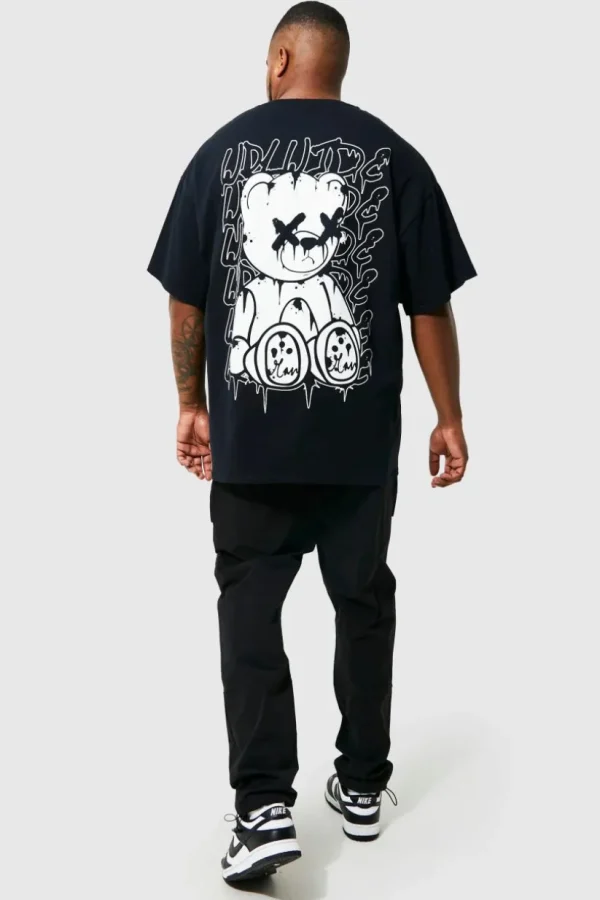 boohooMAN Plus Teddy Back Print T-shirt | T-Shirts