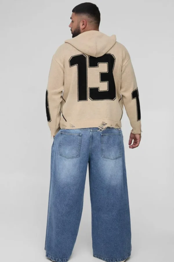 boohooMAN Plus Twist Seam Pleat Wide Leg Jeans | Jeans