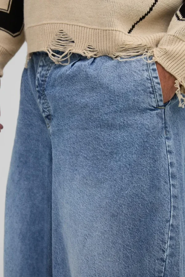 boohooMAN Plus Twist Seam Pleat Wide Leg Jeans | Jeans