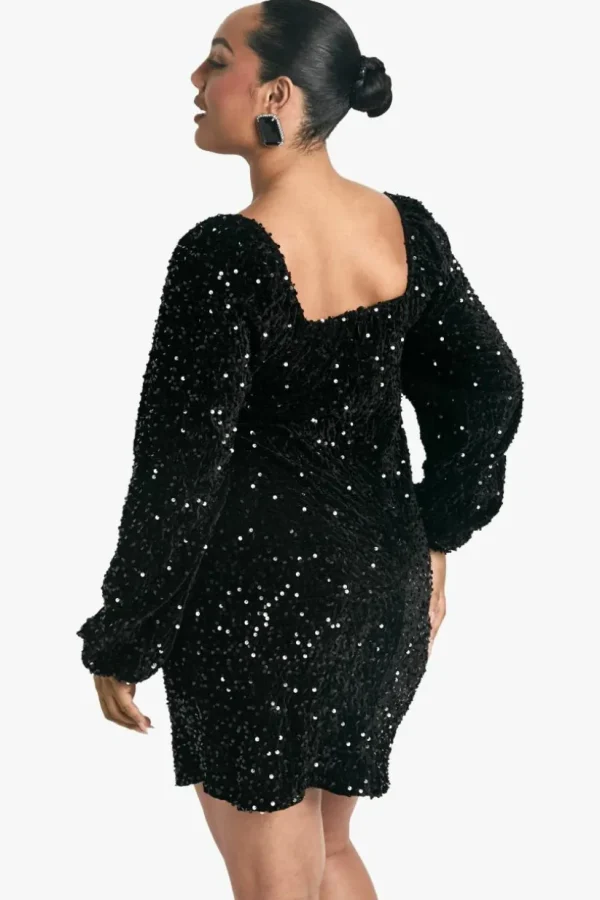 boohoo Plus Velvet Sequin Swing Dress | Women Shirts | Foundation