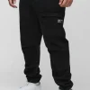 boohooMAN Plus Washed Ripstop Pleat Knee Slim Fit Cargo Trousers | Trousers | Cargo Trousers