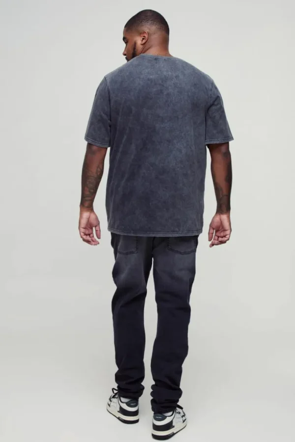 boohooMAN Plus Washed Zip Biker Distressed Skinny Jeans | Jeans