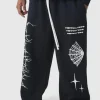 boohooMAN Plus Wide Leg Print Joggers | Trousers | Joggers