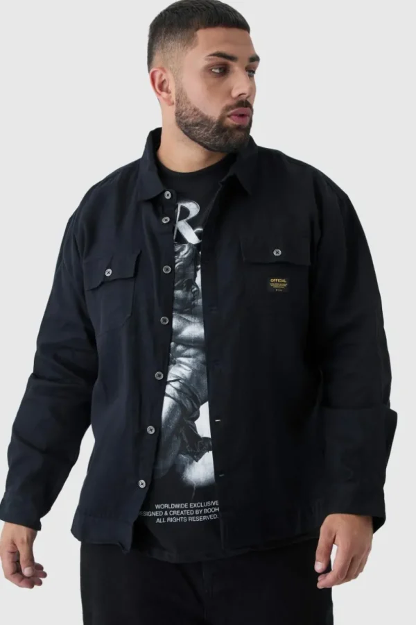 boohooMAN Plus Worker Overshirt in | Shirts | Going Out Shirts