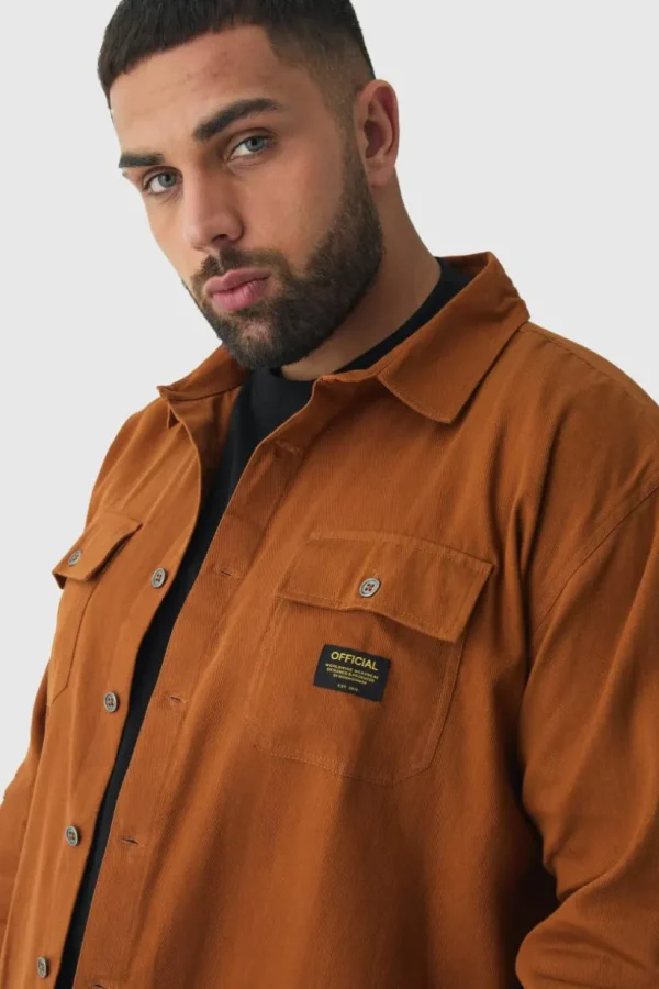 boohooMAN Plus Worker Overshirt in | Shirts | Going Out Shirts