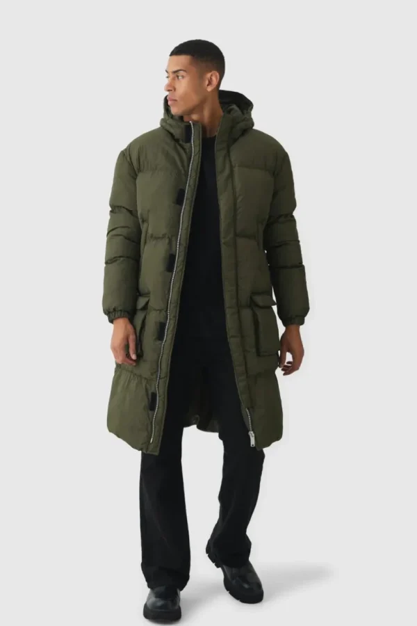 boohooMAN 4 Pocket Longline Hooded Puffer In | Man | Coats & Jackets