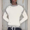 boohooMAN Premium Muscle Fit Distressed Knitted Jumper | Knitwear | Going Out Knitwear