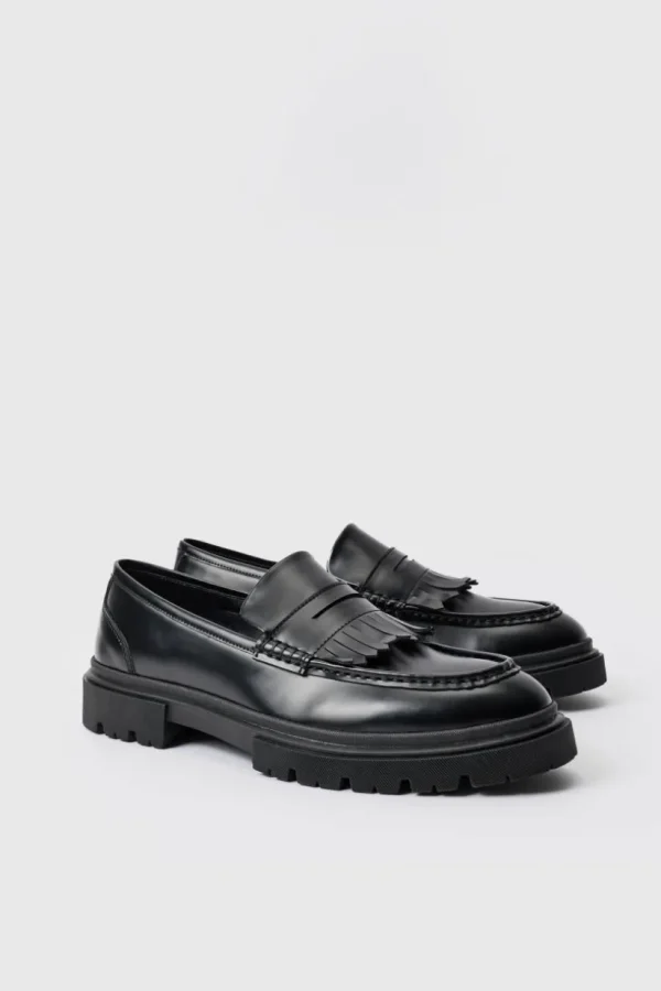 boohooMAN Pu Chunky Sole Tassel Loafer In | Smart Shoes | Smart Shoes