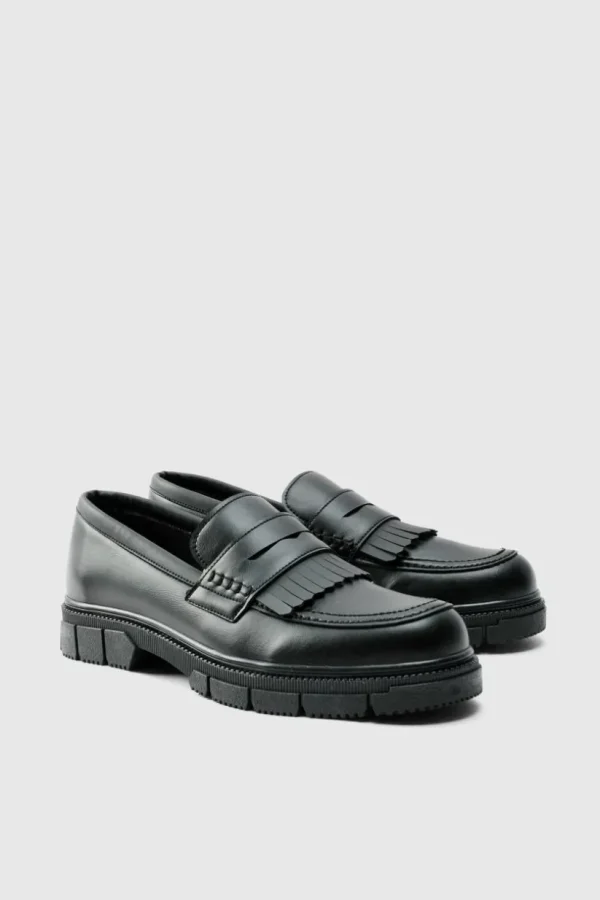 boohooMAN Pu Chunky Sole Tassel Loafer In | Footwear