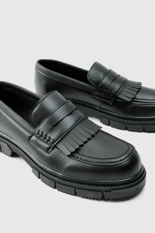 boohooMAN Pu Chunky Sole Tassel Loafer In | Footwear