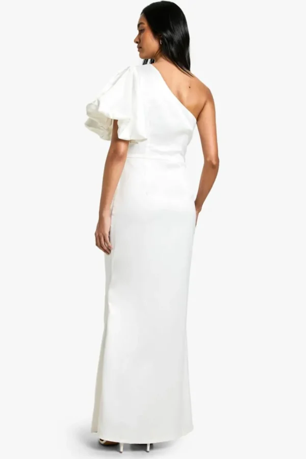 boohoo Puff One Shoulder Side Split Maxi Dress | Women Shirts | Foundation