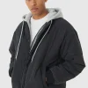 boohooMAN Quilted Hooded Faux Layer Bomber Jacket In | Man | Coats & Jackets