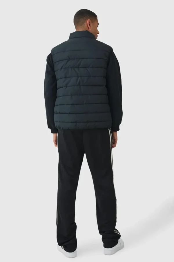 boohooMAN Quilted Zip Through Funnel Neck Gilet In | Coats & Jackets | Man