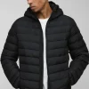 boohooMAN Quilted Zip Through Hooded Jacket In | Man | Coats & Jackets