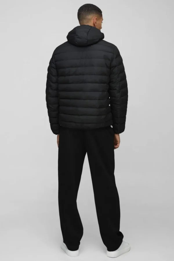 boohooMAN Quilted Zip Through Hooded Jacket In | Man | Coats & Jackets