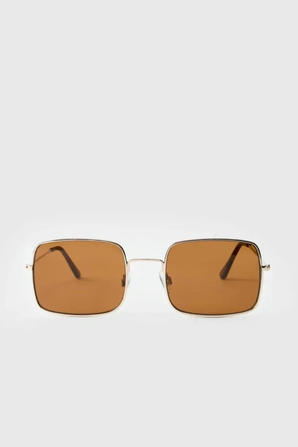 boohooMAN Rectangular Metal Sunglasses | Sunglasses