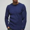 boohooMAN Regular Fit Crew Neck Ribbed Panelled Knitted Jumper | Knitwear | Going Out Knitwear